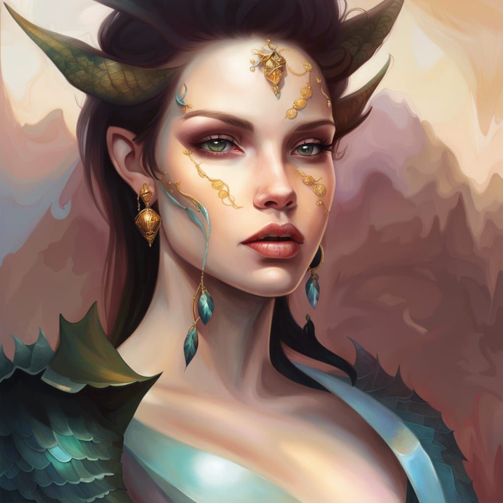 Dragon Queen Portrait in Hyperrealistic Fantasy Art