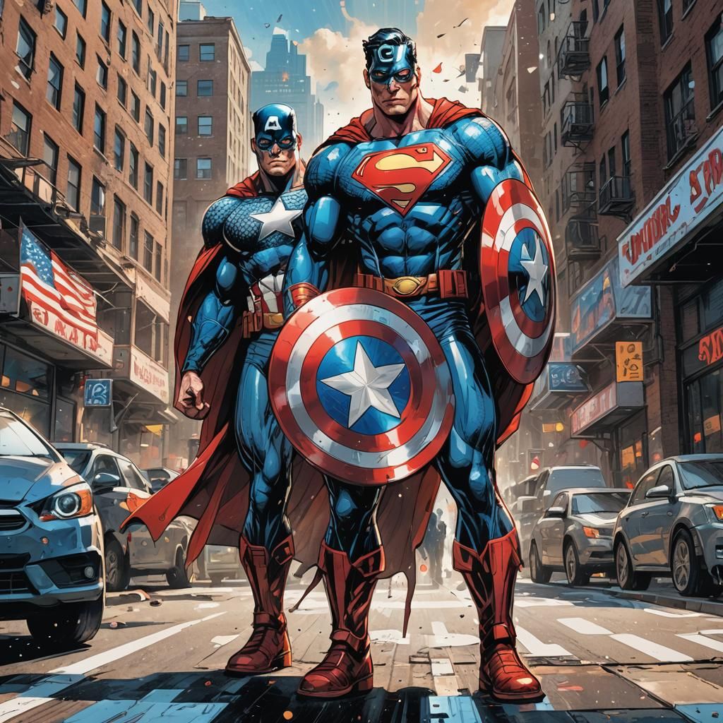 Superman as Captain America in Comic Book Art