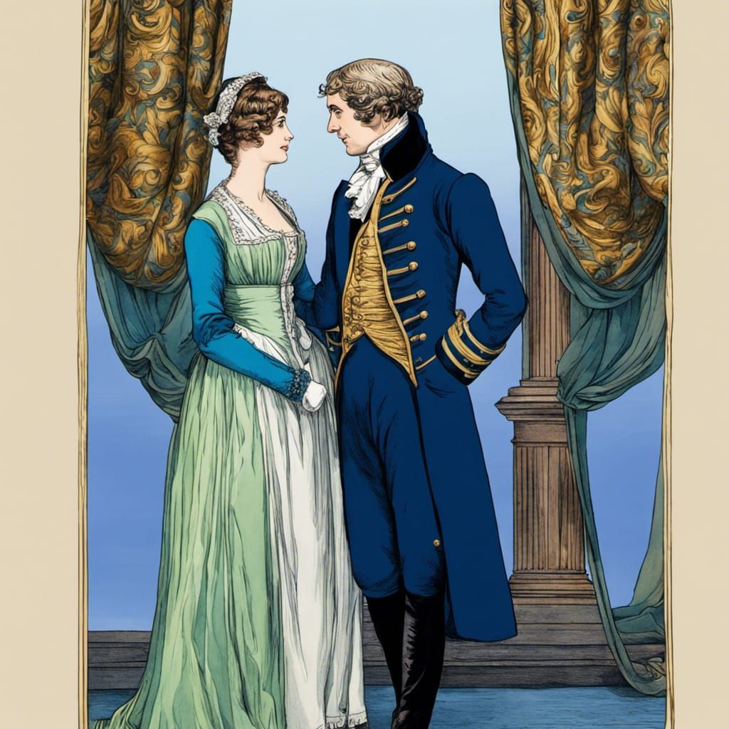 Elegant Watercolor Illustration Inspired by Jane Austen