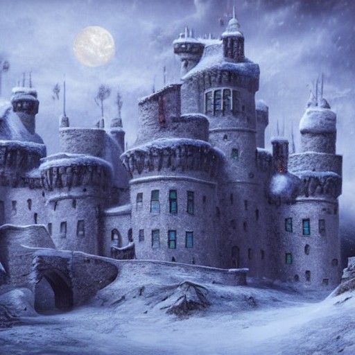 Desolate Winter Castle: Detailed Matte Painting
