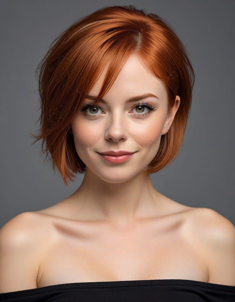 Portrait of a redhead woman with a playful and naughty expre...