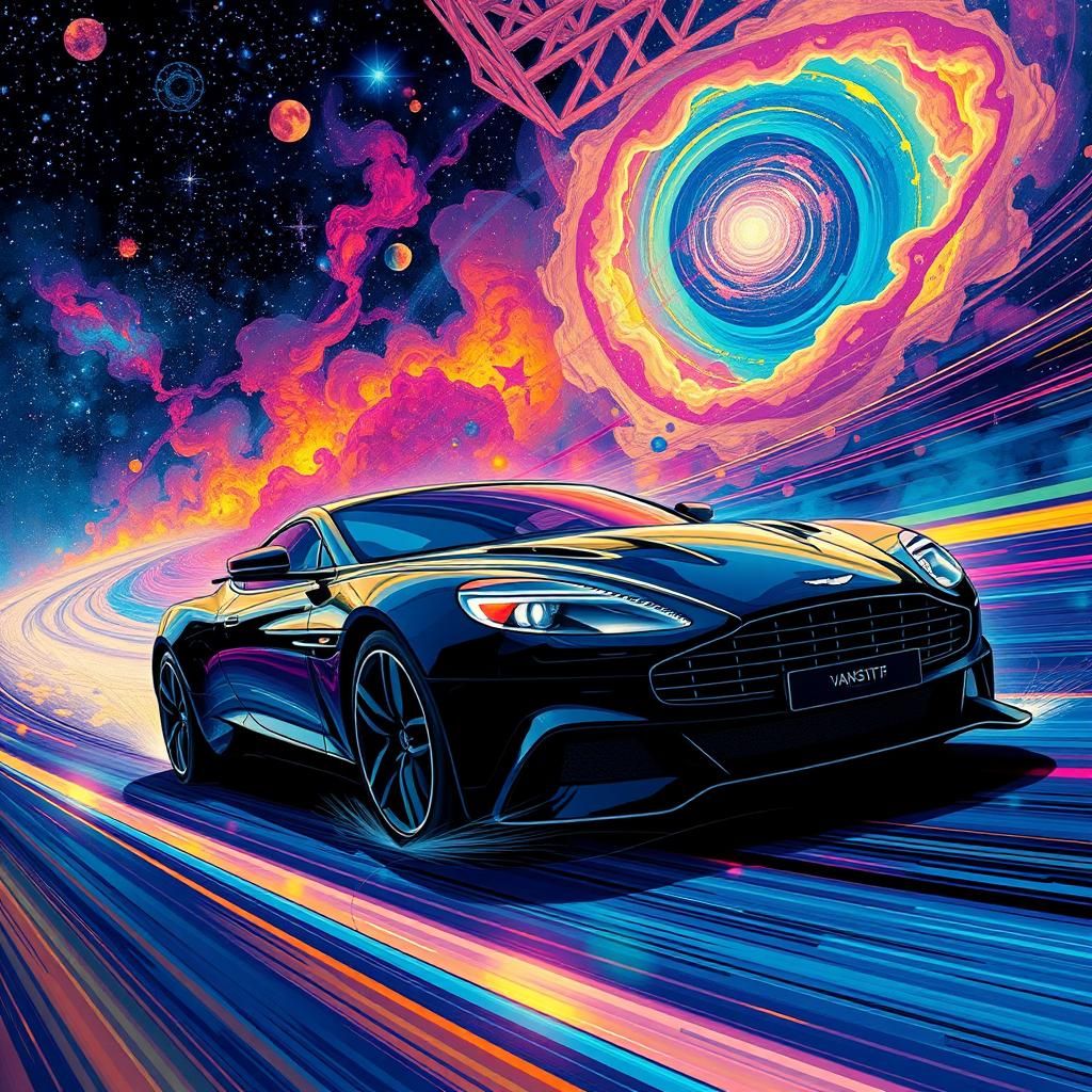 Aston Martin Vanquish in Astral Realm Illustration