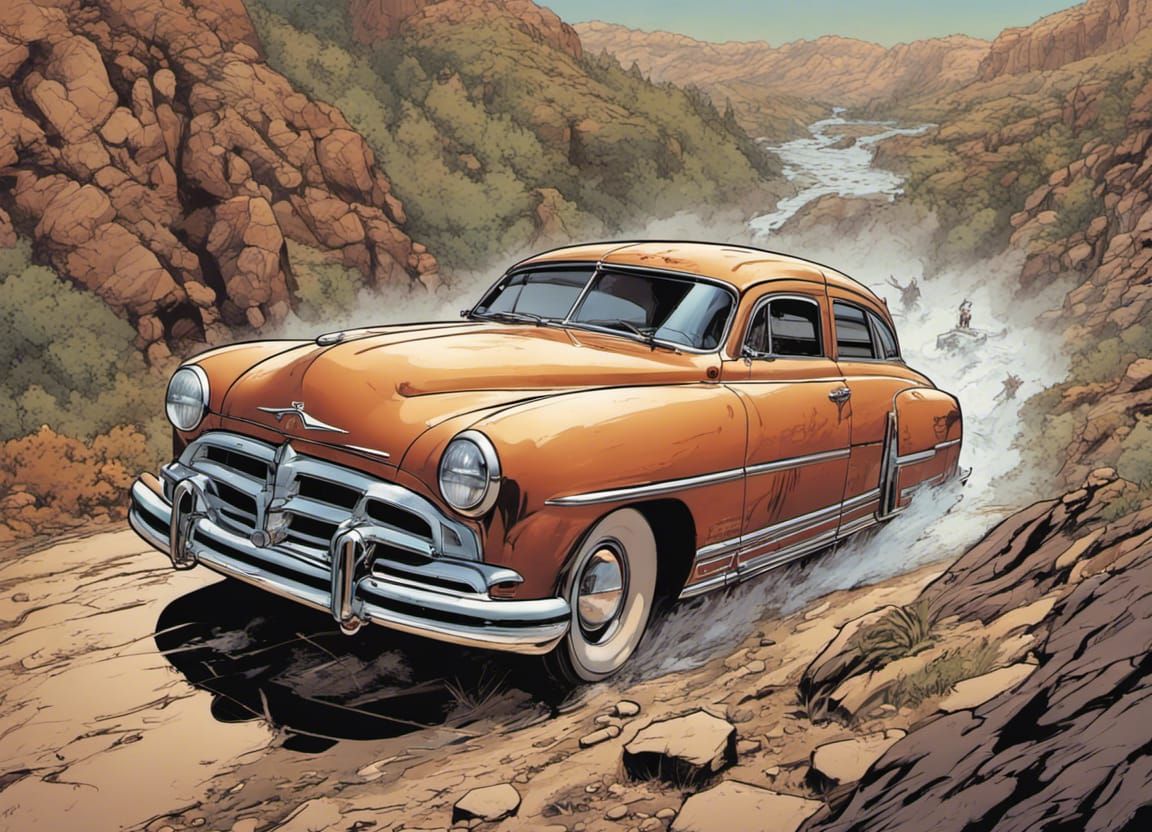 Fabulous Hudson Hornet in Comic Book Art Style