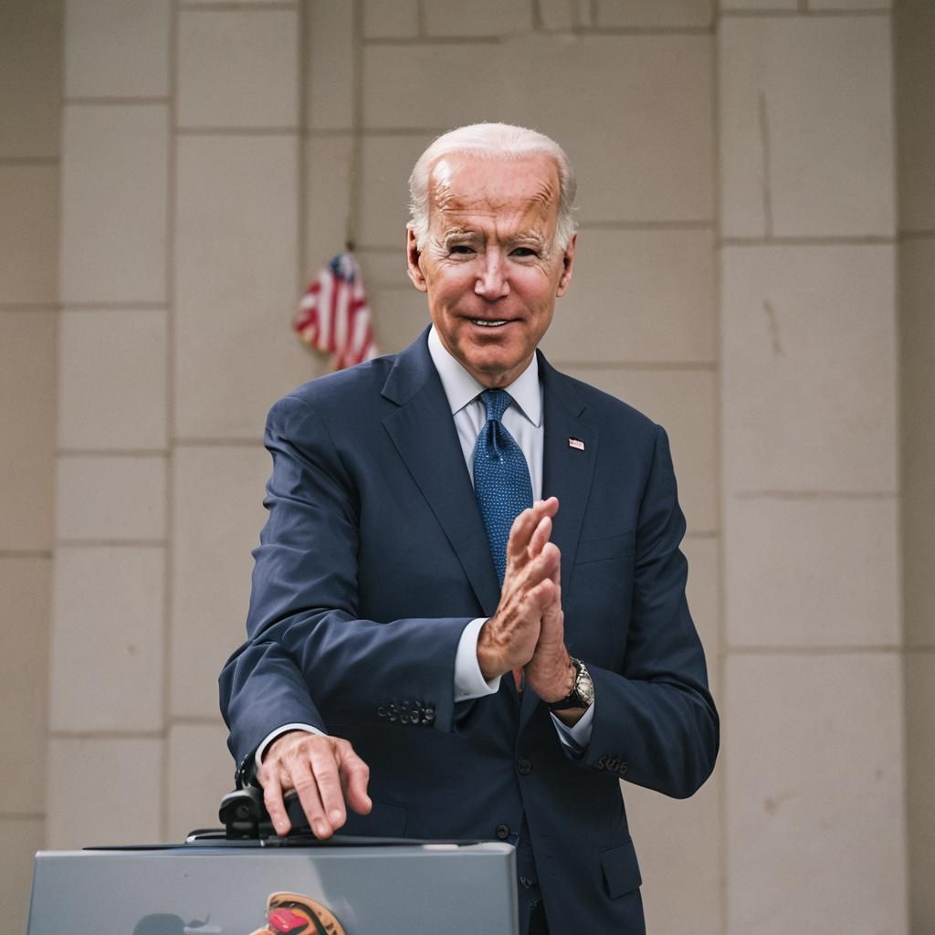President Biden Pressing Button: Professional Photography