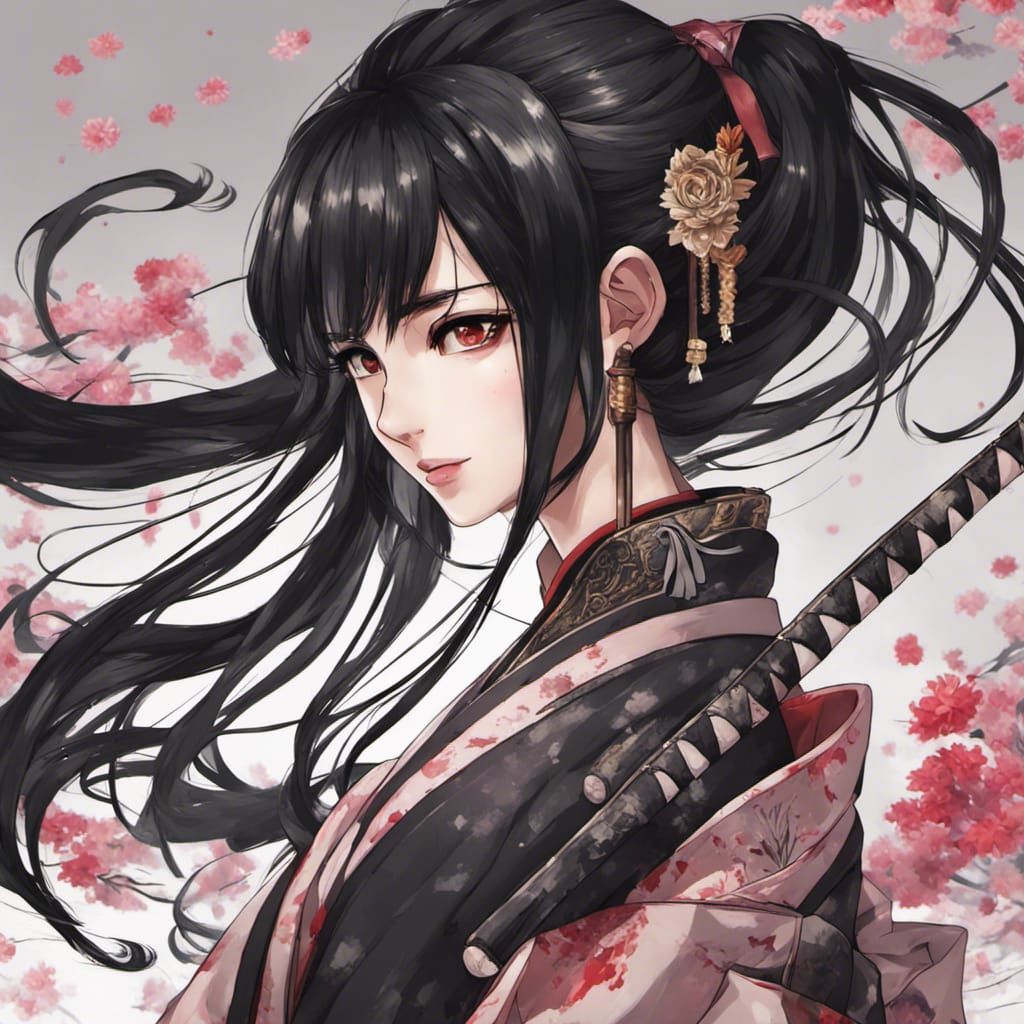 Anime Samurai Girl in Detailed Armor