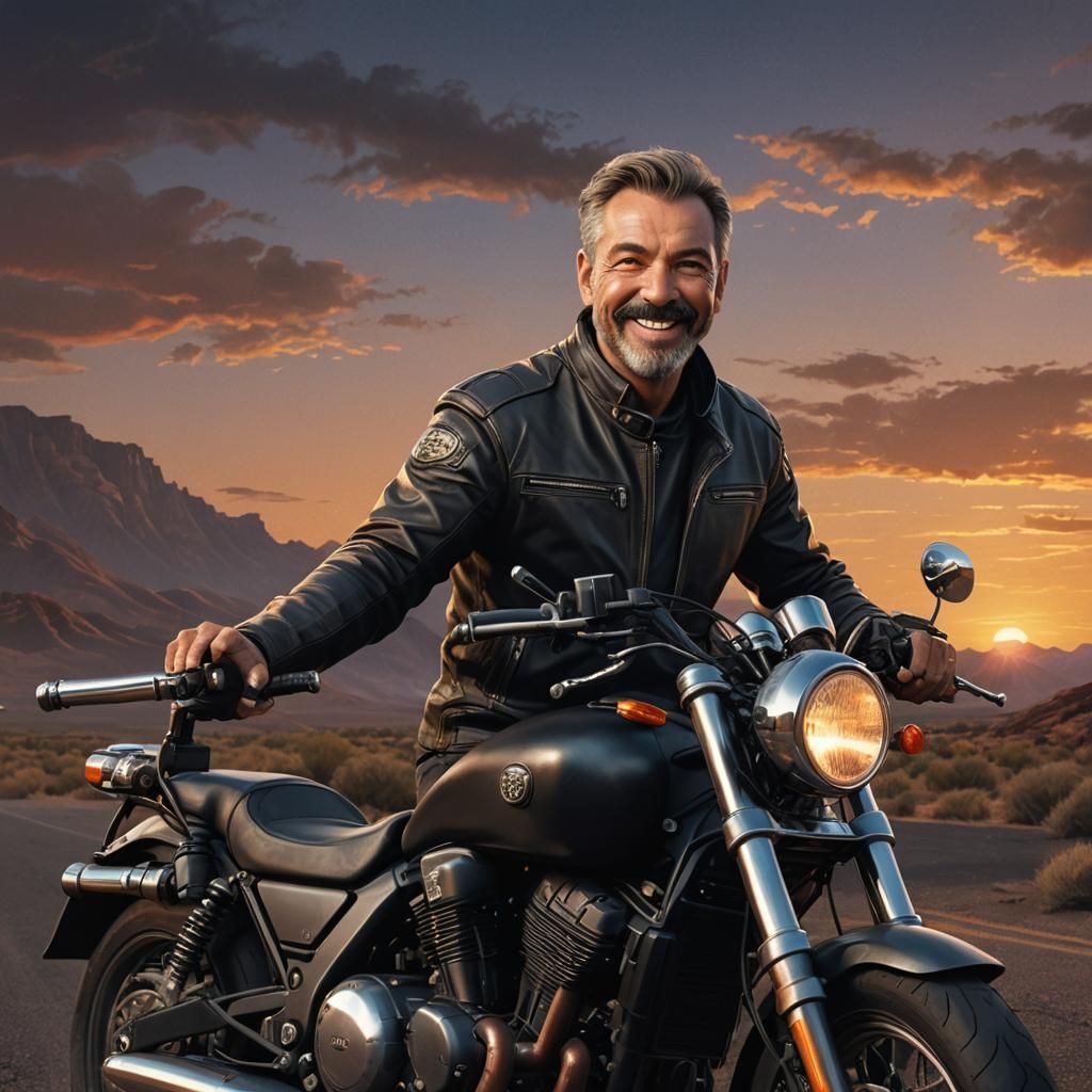 Man on Motorcycle in Hyper-Realistic Fantasy Art
