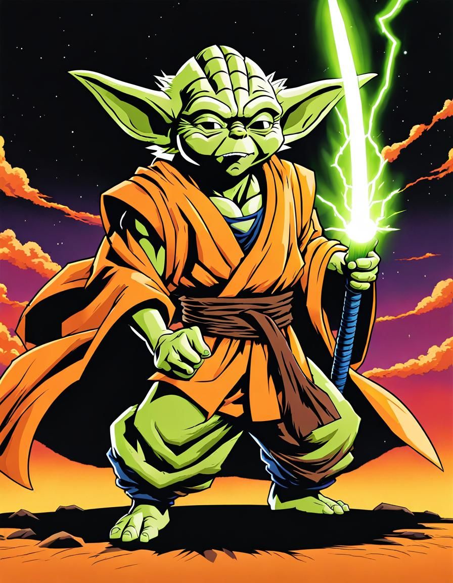 Yoda as a super saiyan 2