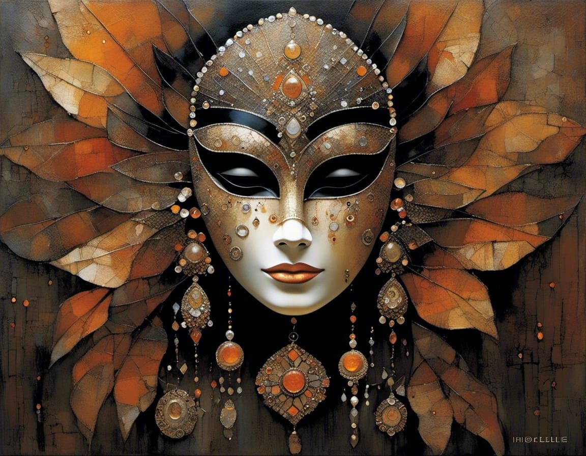 Ornate Venetian Mask in Surrealist Style