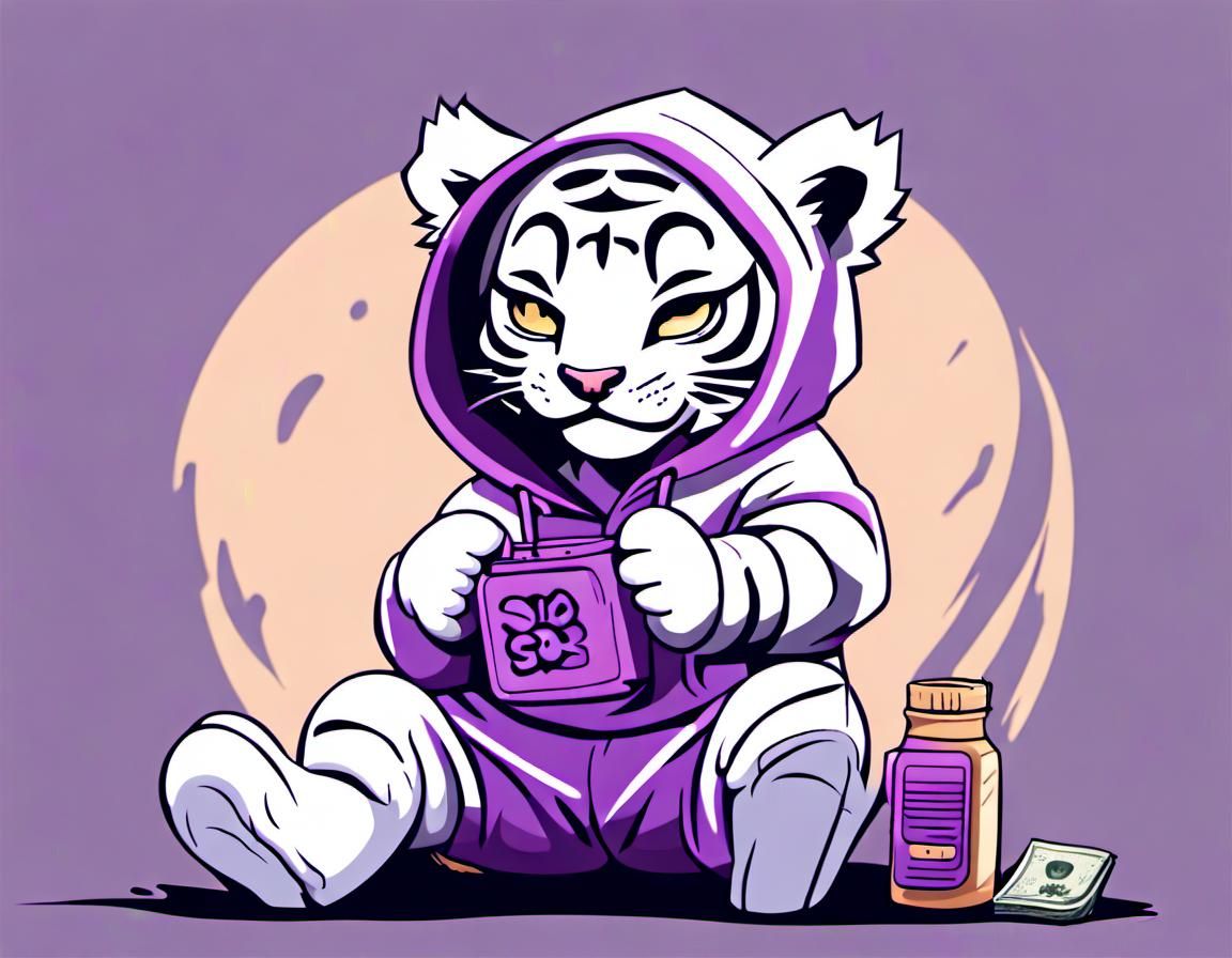 Sad Tiger Cub in Garden: 3D Digital Art