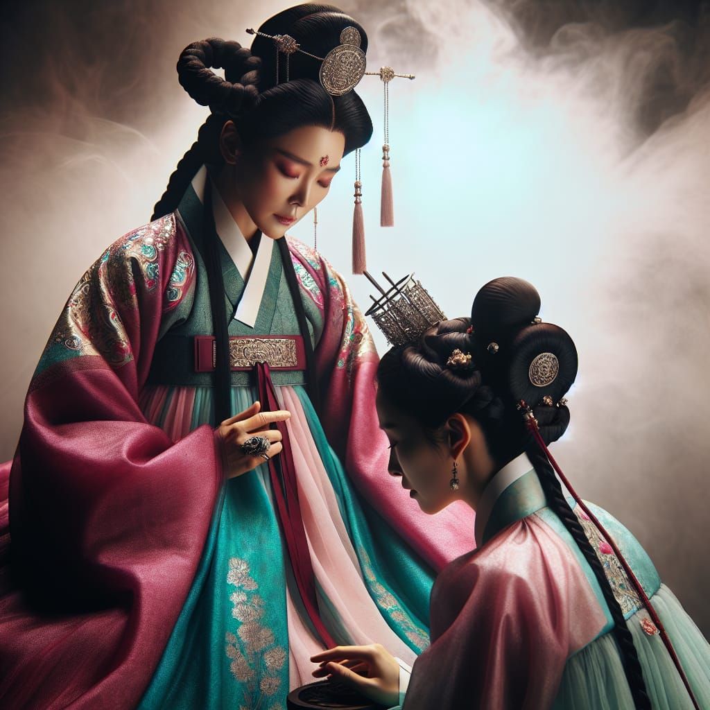 Ethereal Joseon Goddess of Childbirth Assists Pregnant Woman