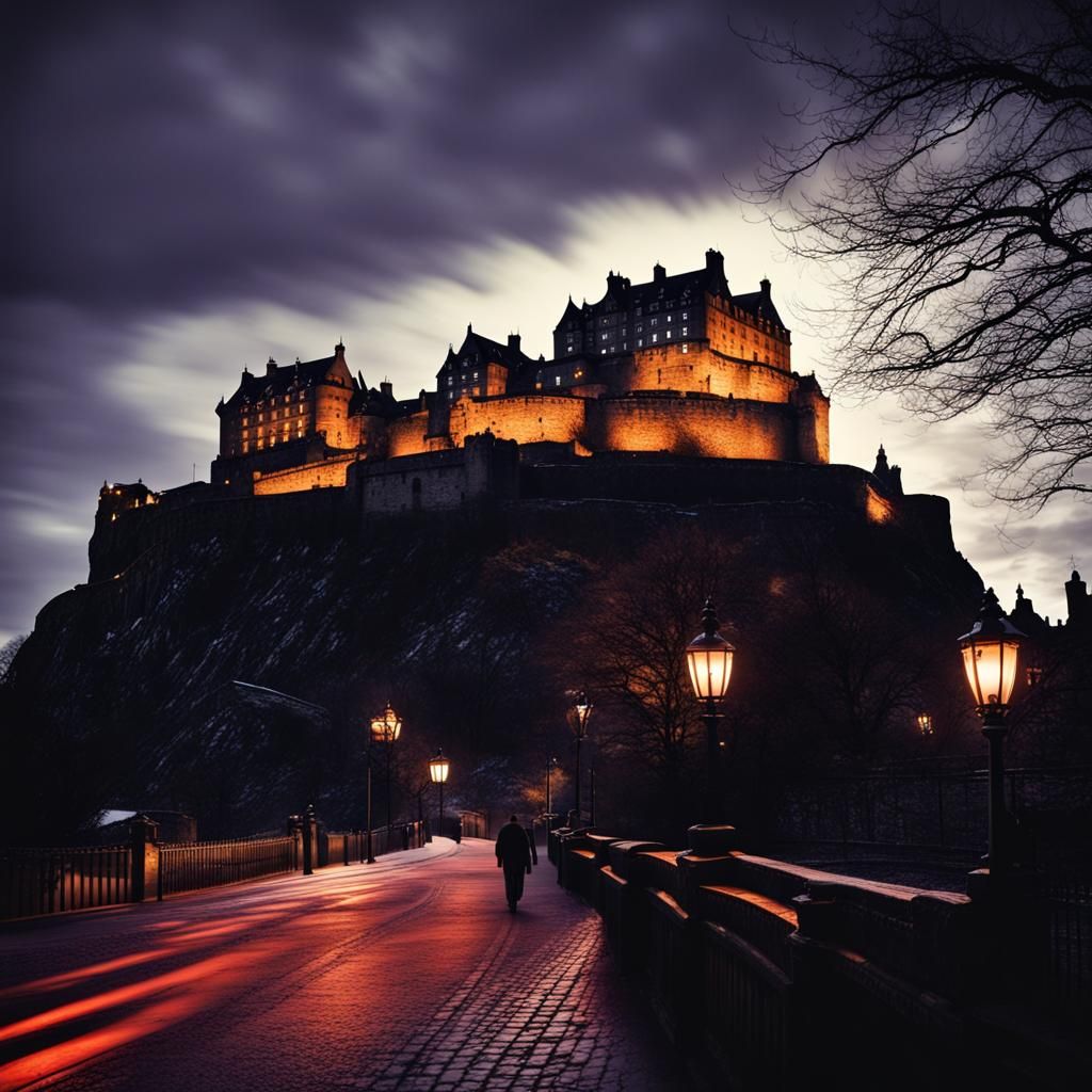 Spooky Edinburgh Castle at Dusk