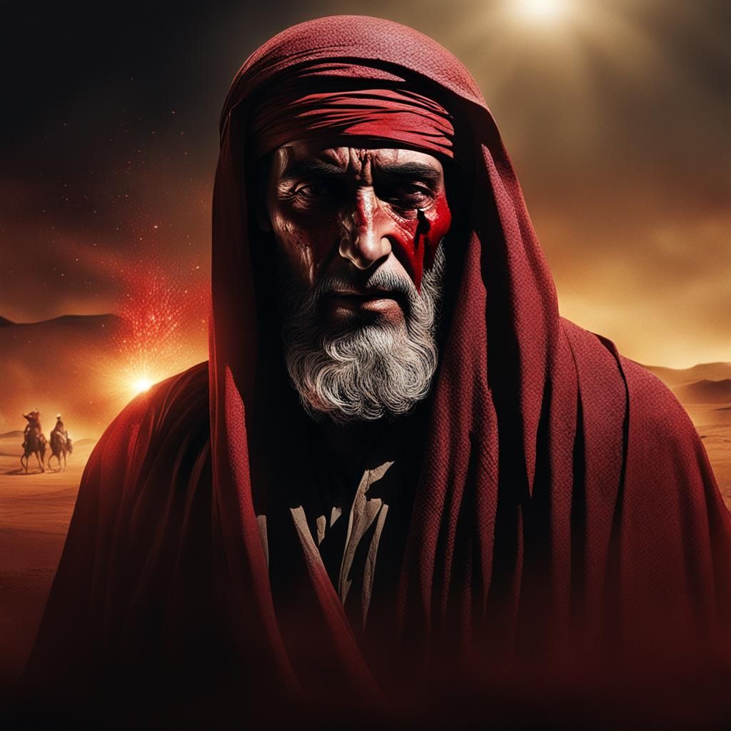 Wounded Desert Warrior in Green, Matte Painting