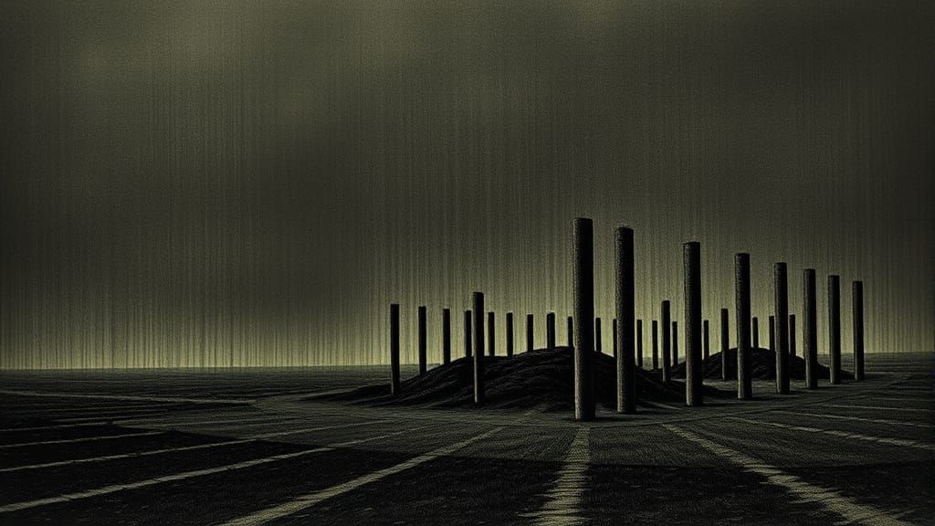 Dark Surrealist Landscape in Cyberpunk Style