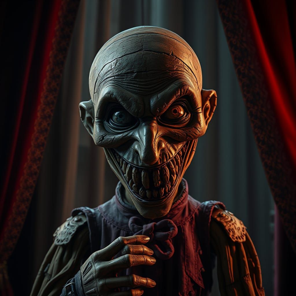 Grotesque Antique Ventriloquist Dummy in Haunting Matte Pain...