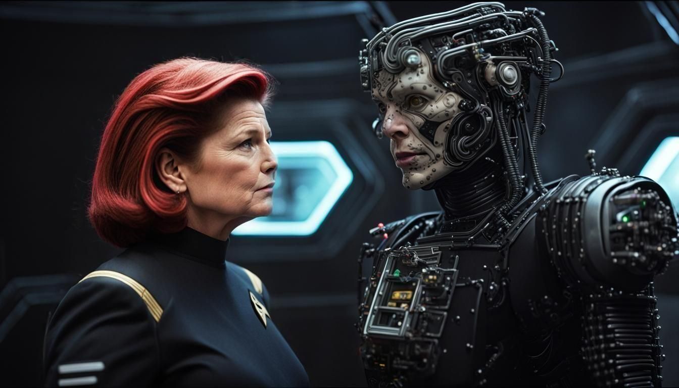 Borg Assimilation: Green Lit Cyberpunk Portrait