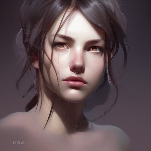 Melancholy Portrait in Hyperdetailed Style