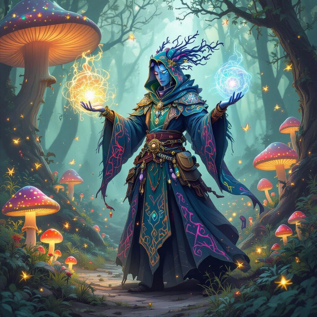 Mystical Changeling Sorcerer in Dreamlike Forest