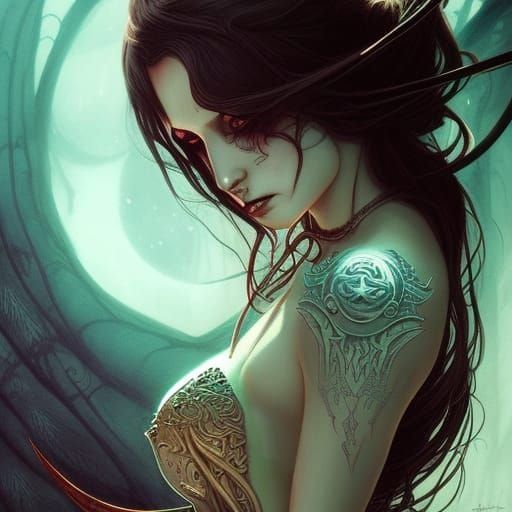 Demoness Portrait in Vector Art Style