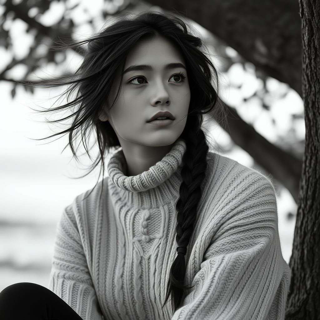 Ethereal Teenage Girl in Tree