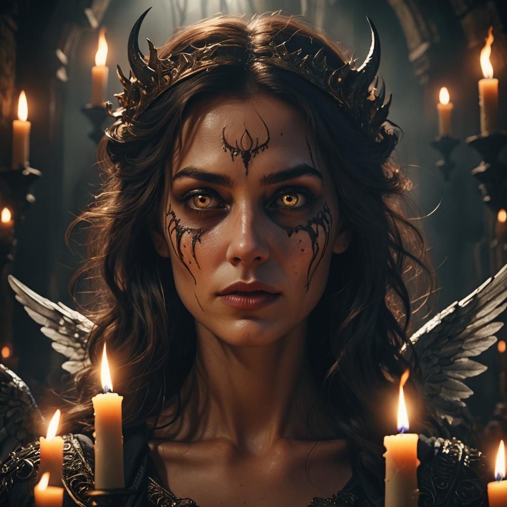 Angelic Devil Face in Dark Fantasy Art