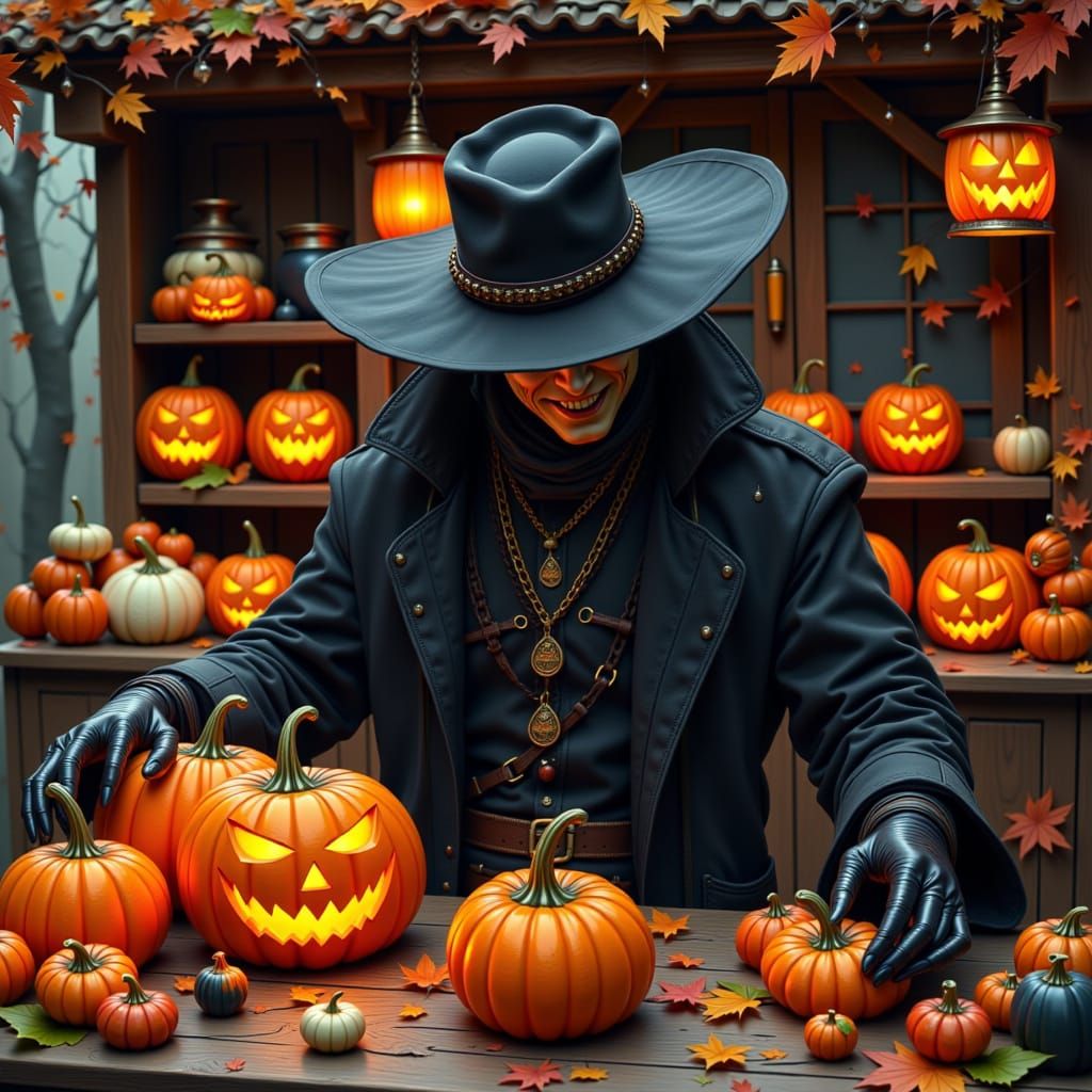 Headless Horseman's Halloween Pumpkin Stall