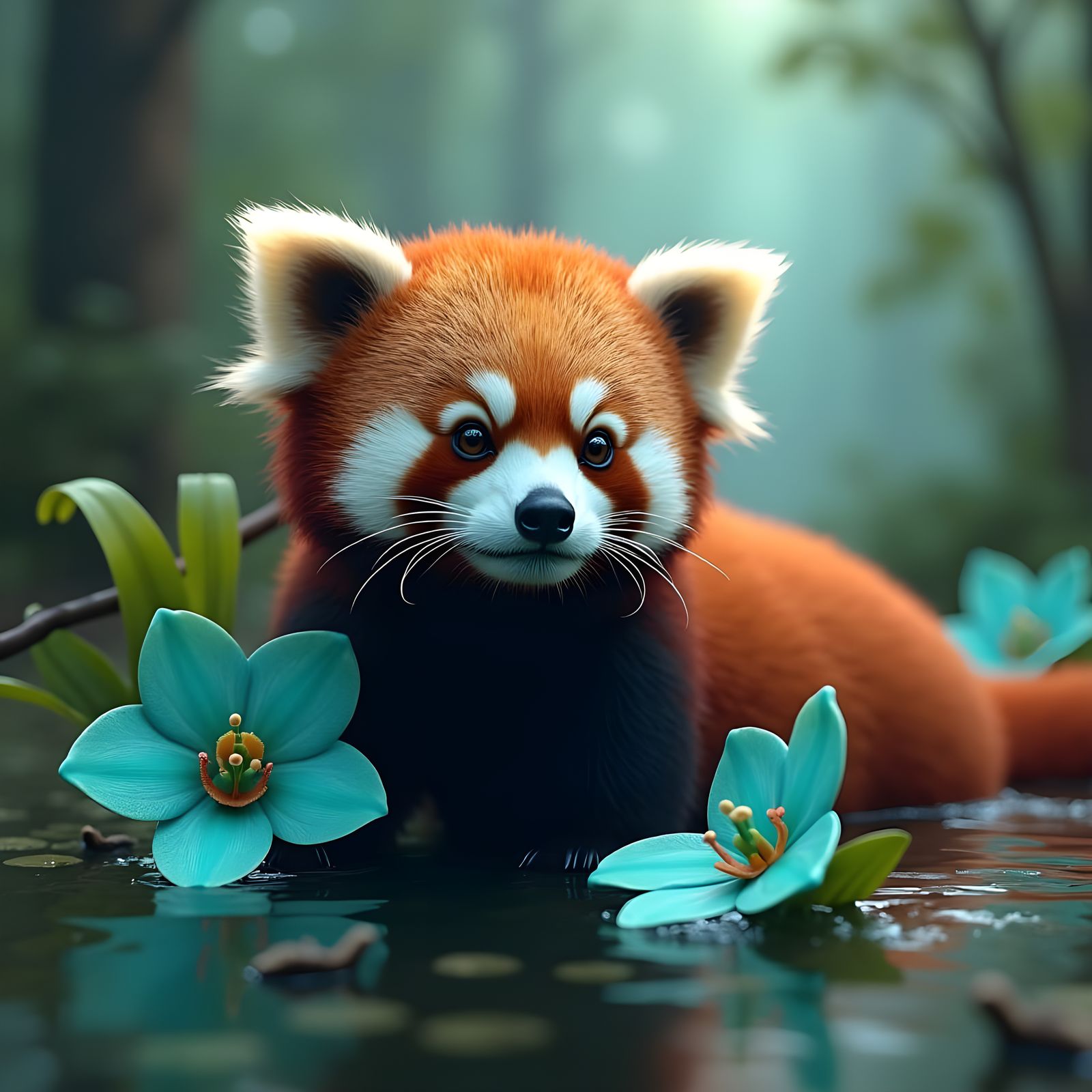Red Panda in Mystical Louisiana Swamp