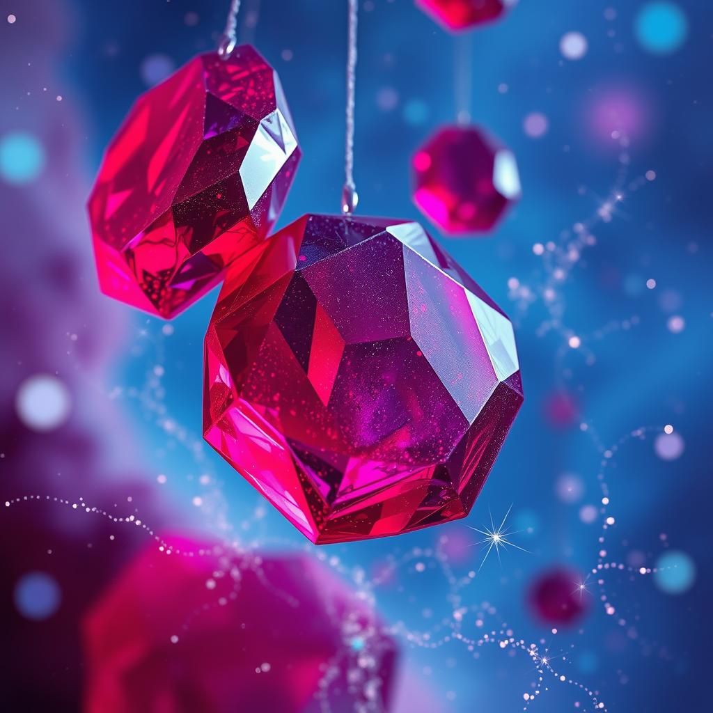 Iridescent Ruby Gems in Dreamlike Star Dust