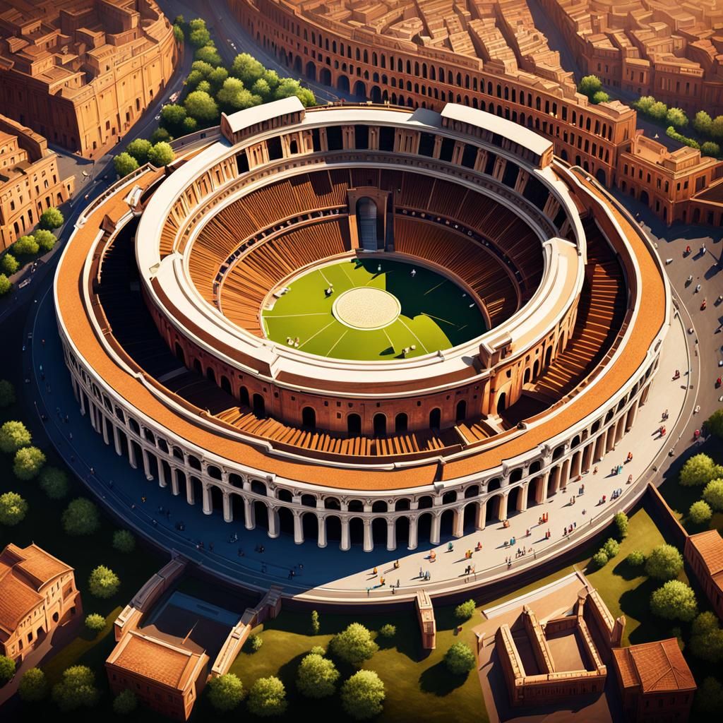 Top View of Ancient Rome: Hyperrealistic Concept Art