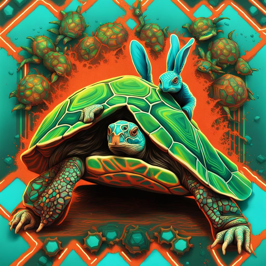 Steampunk Turtle Walker in Neon Time-Lapse