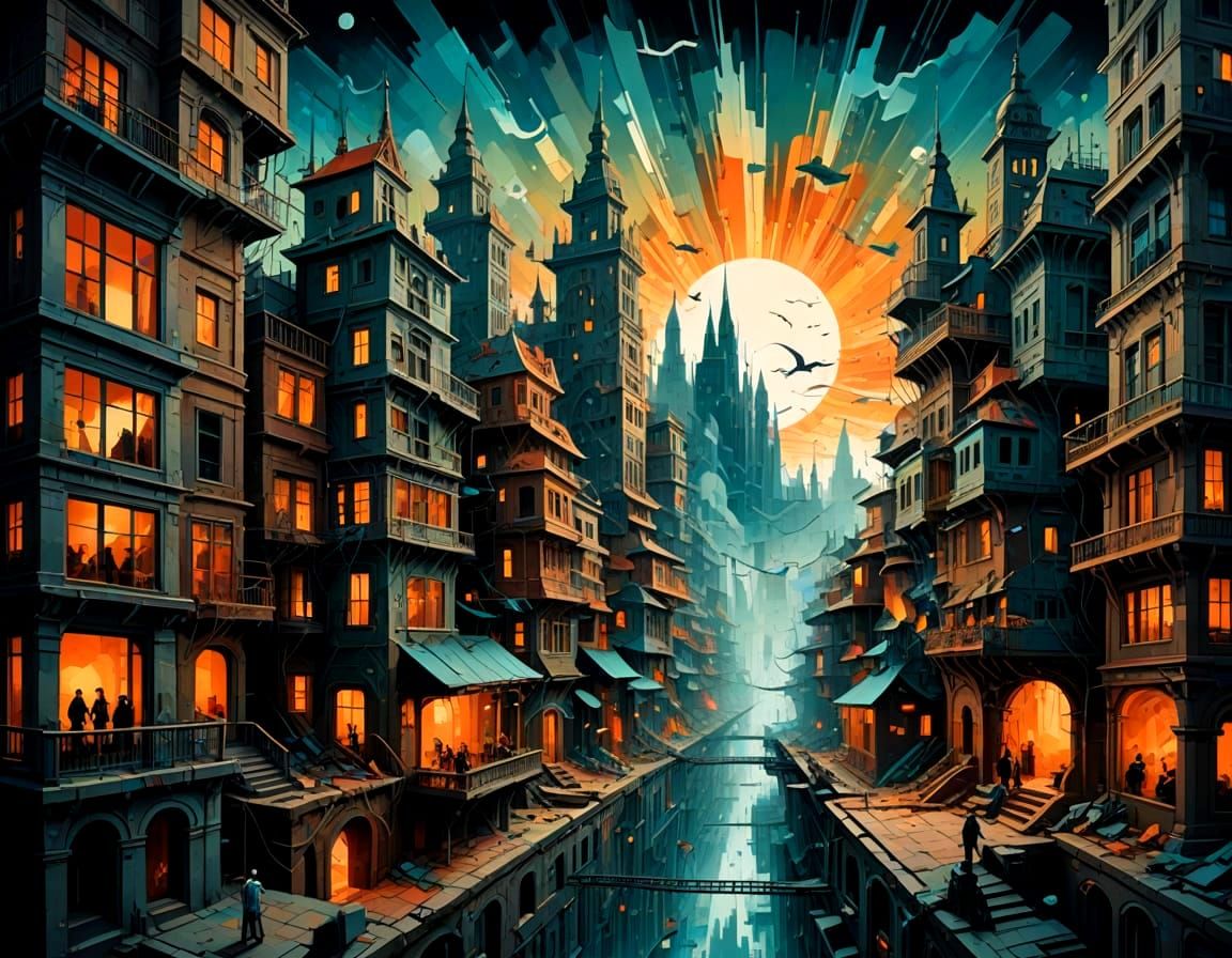 Surreal Metropolis Unfolds as Mind Explores Its Depths
