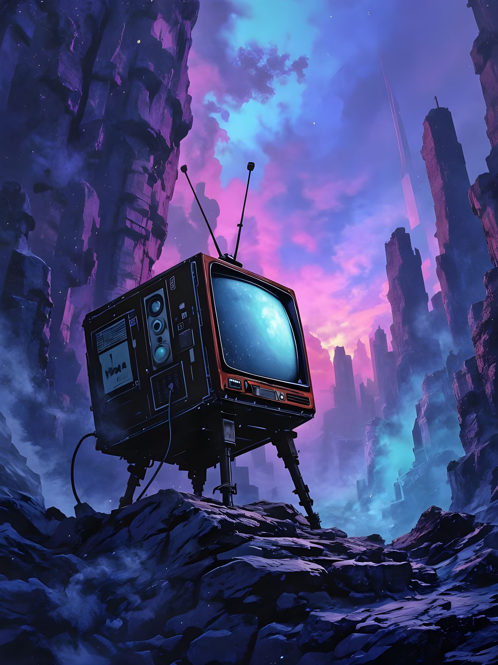 Cosmic Rhythms in Neon Hues