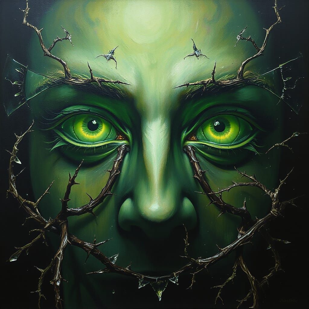 Surreal Green Eyes Radiate Unsettling Longing in Bold Color ...