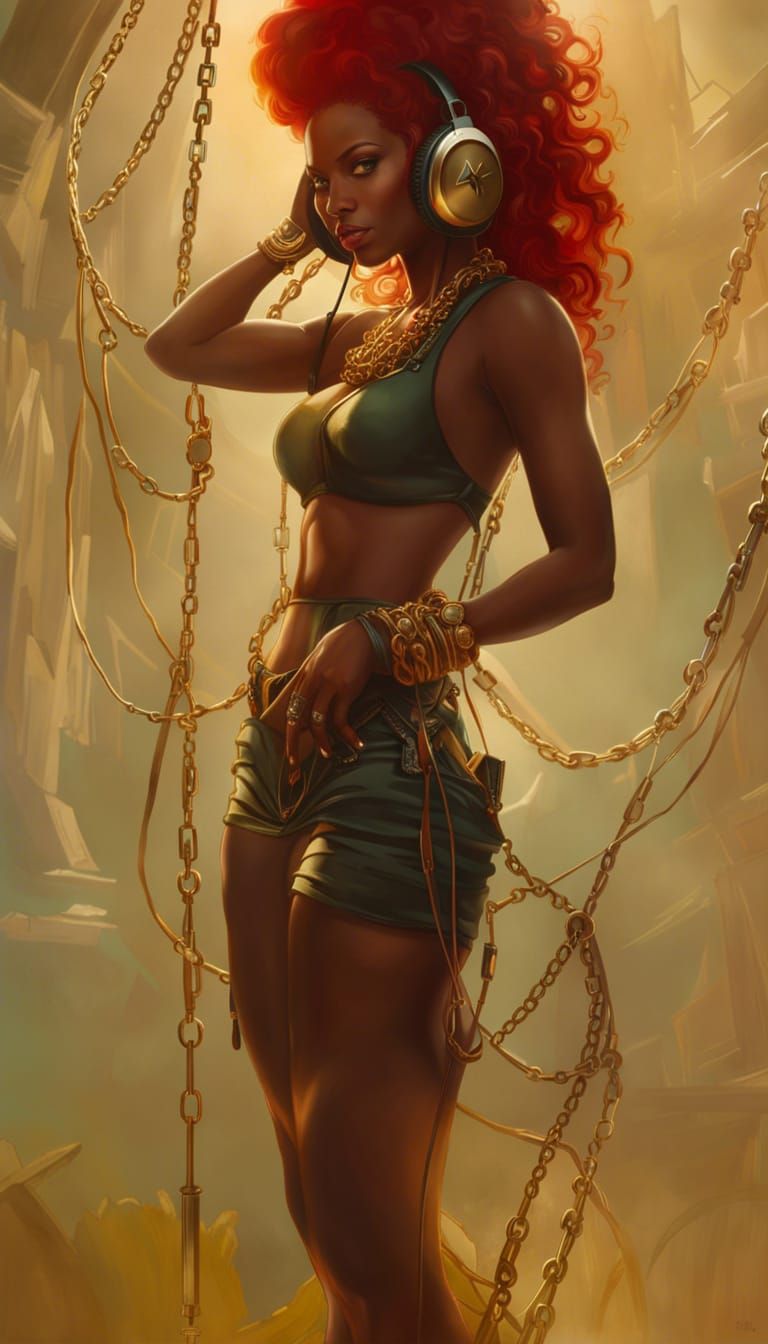 Redhead in 90s Hip-Hop Fashion, Digital Illustration