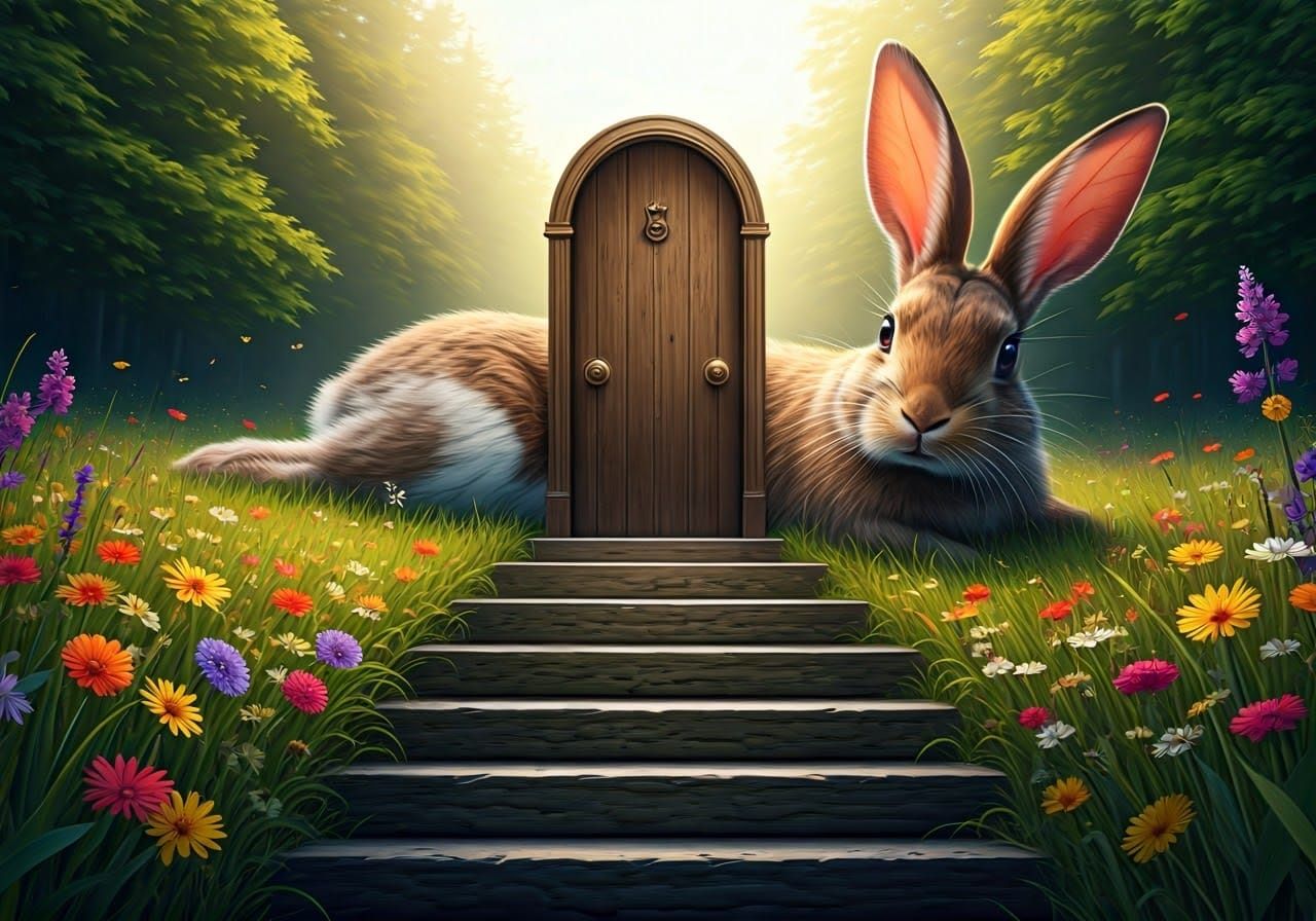 Enchanted Rabbit Doorway to a Fairy Meadow