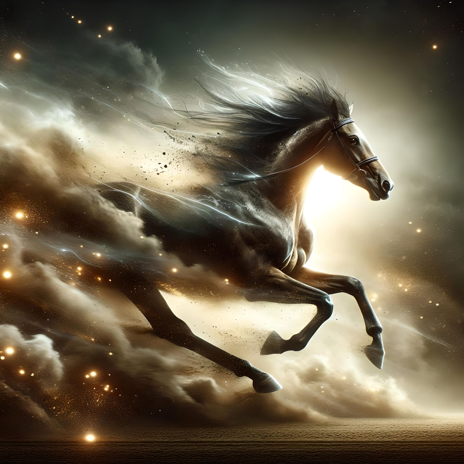 Equine Athlete Sprinting: Digital Matte Painting