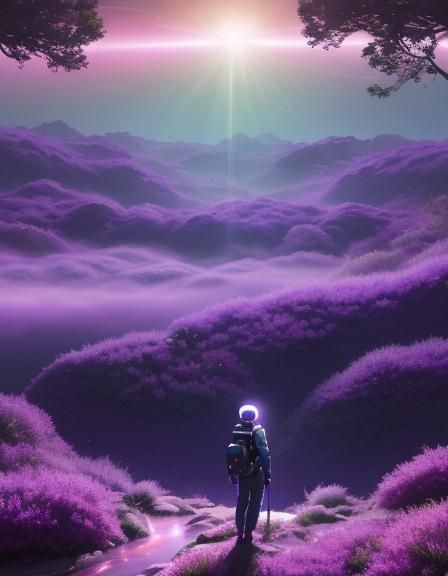 Astronaut on Iridescent Alien World, Sci-Fi Art