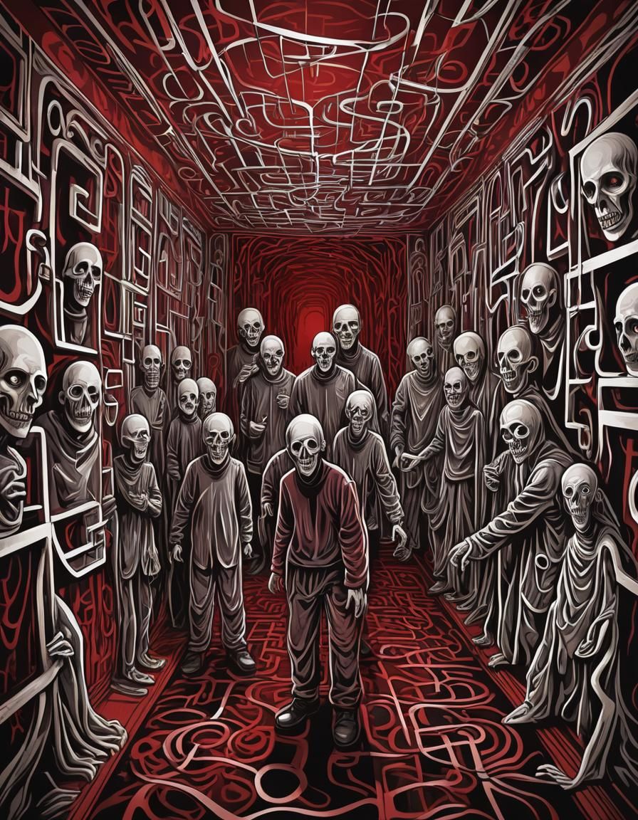 Eerie Haunted Mirror Maze with Distorted Reflections