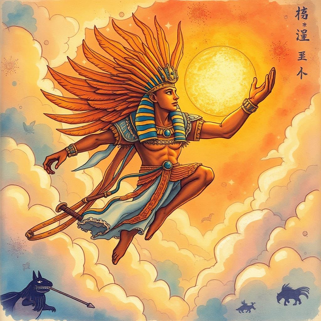 Ra the Sun God in Studio Ghibli Style