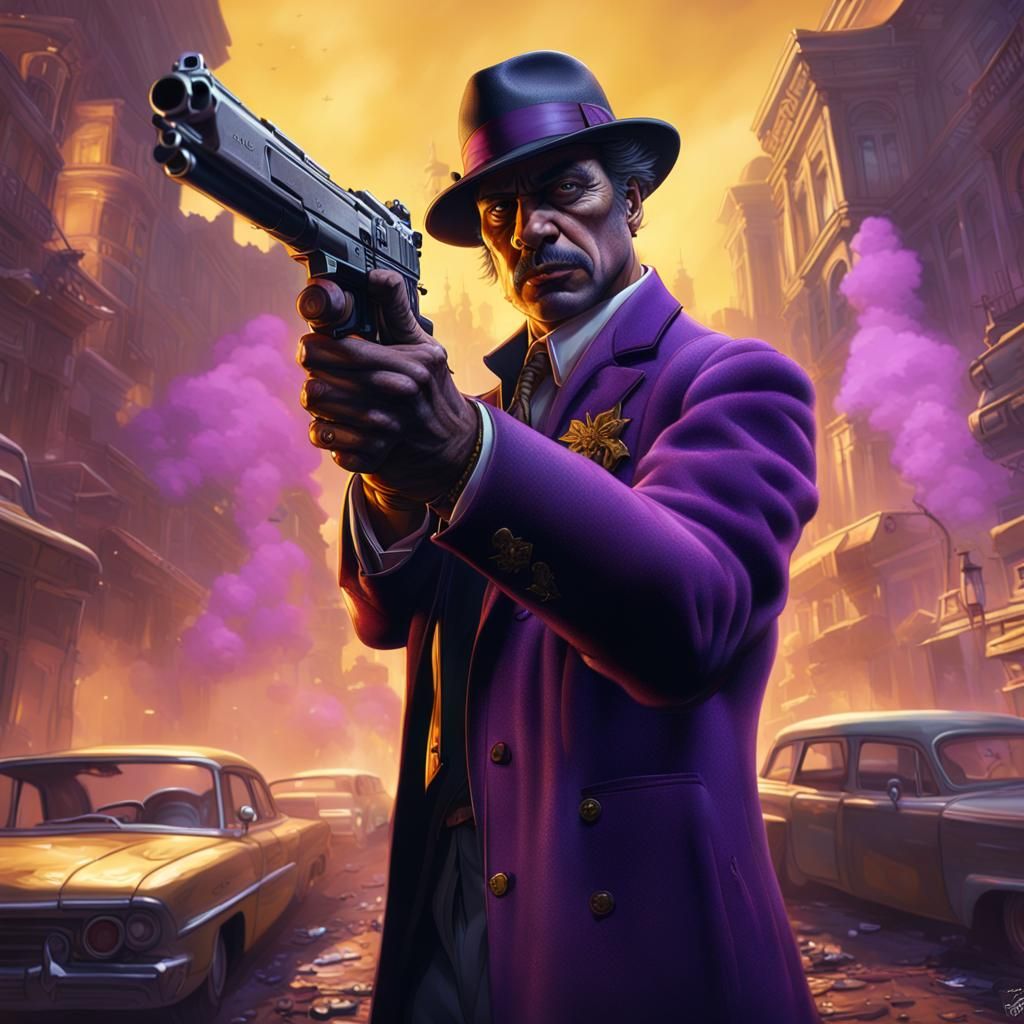 Gangster with Gun in Dark Fantasy Style