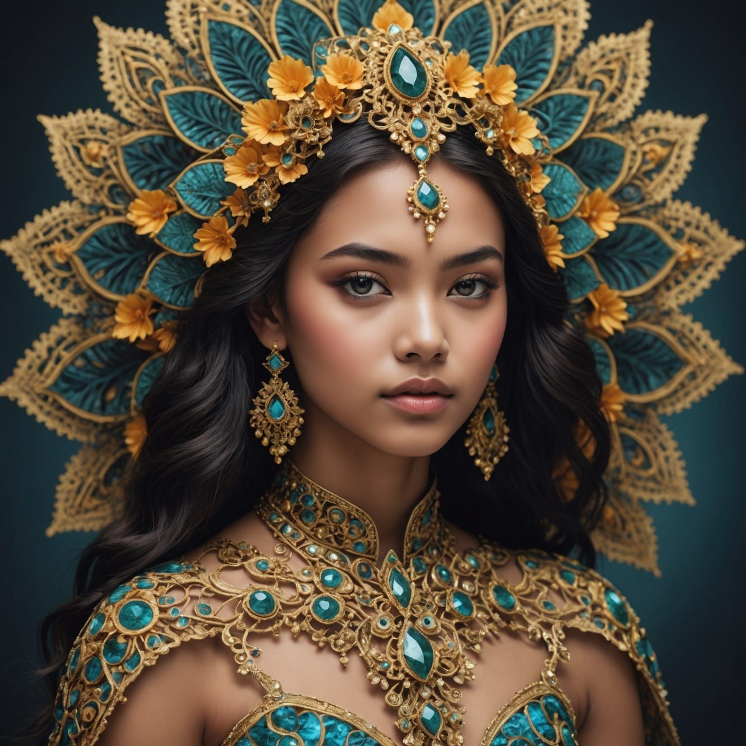 Fractal Art: Eurasian Girl with Exotic Elegance