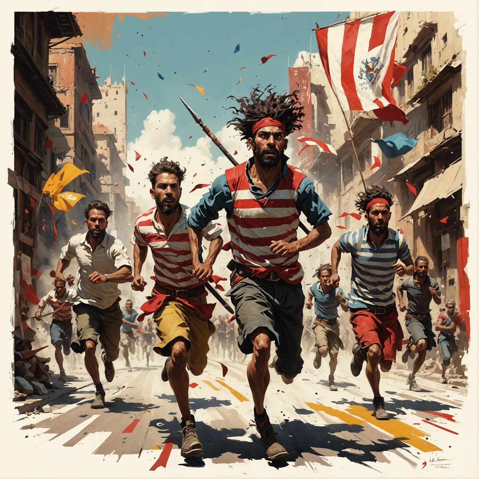 Red Striped Figures Demonstration: Ultra-HD Photorealism