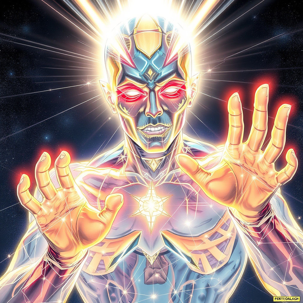 Prismatic Light Being in Comic Book Style