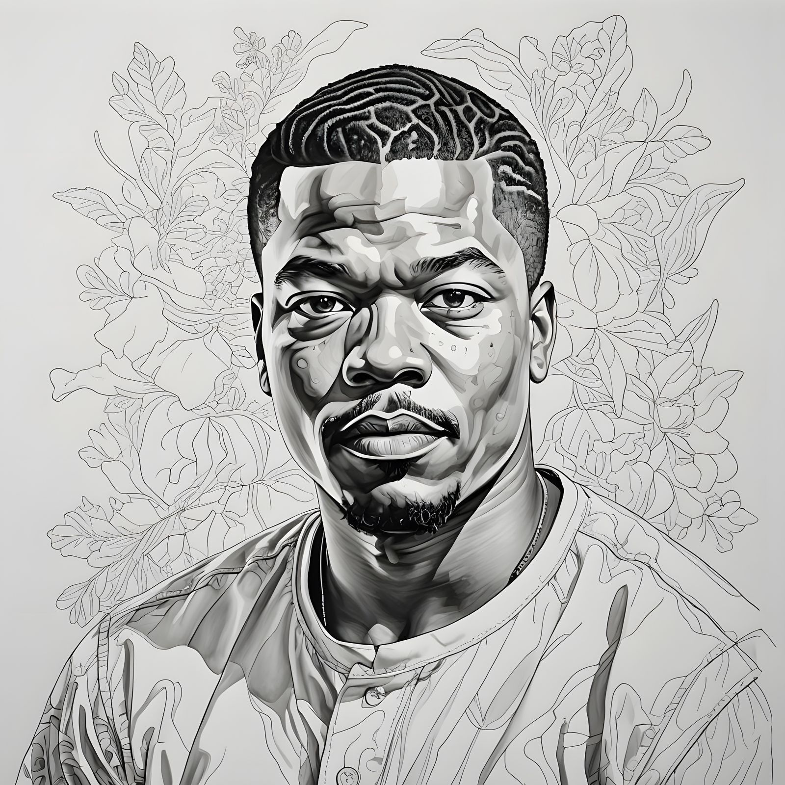 Abstract Portrait with Vector Line Drawing