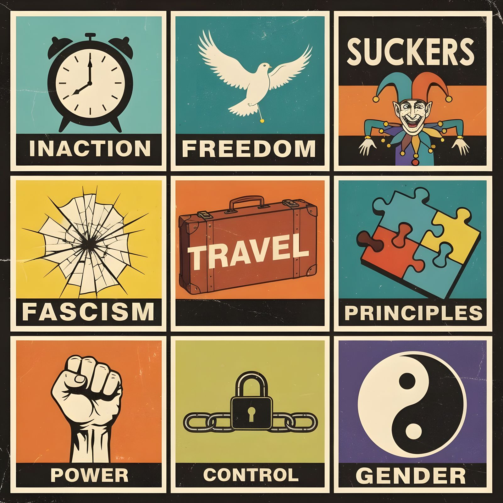 Retro Album Cover Grid with PSA Themes