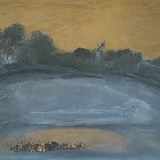 Elk Train on Alien Planet, Goya, Rothko, Rublev Style