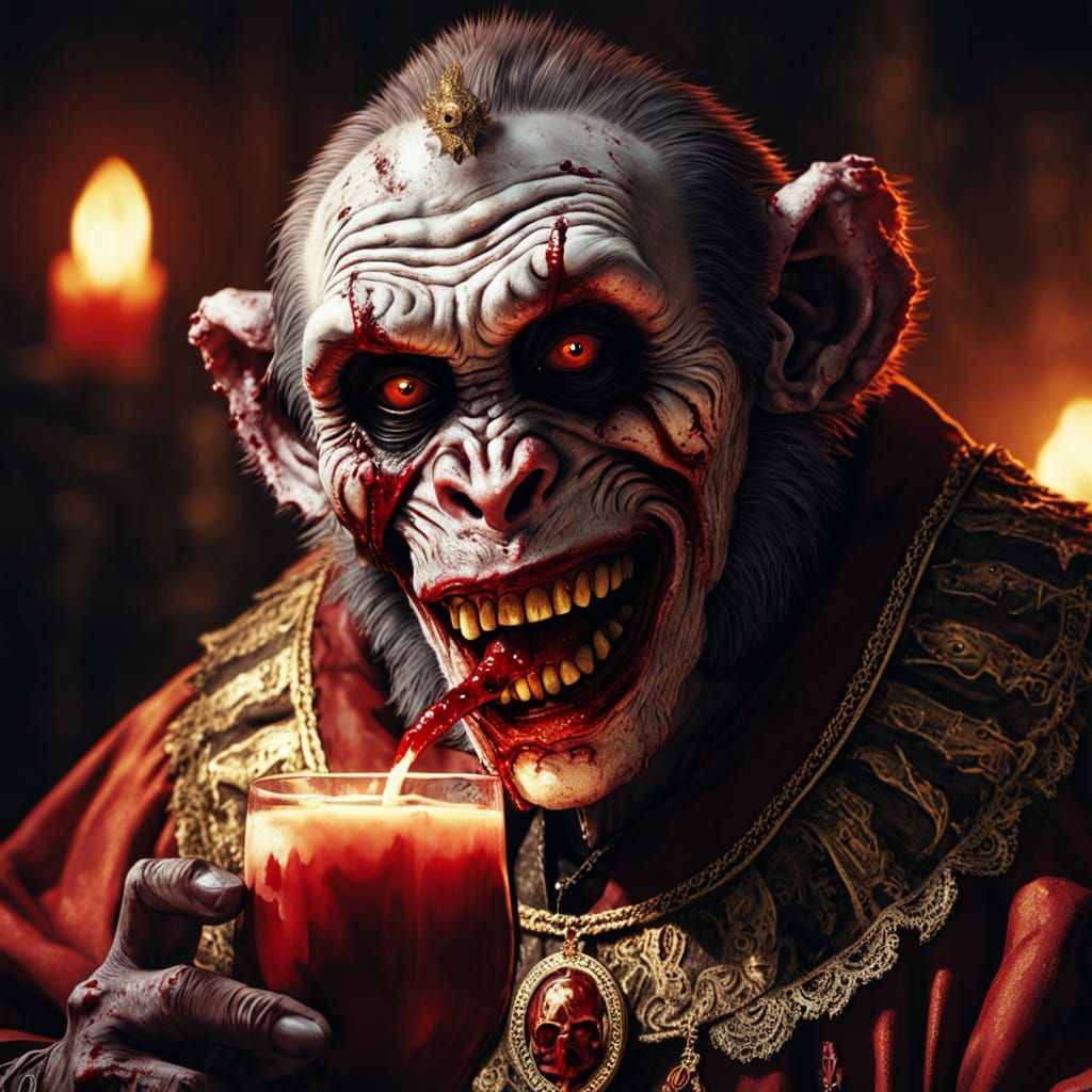 Eerie Zombie Monkey Monster in Greg Rutkowski Style