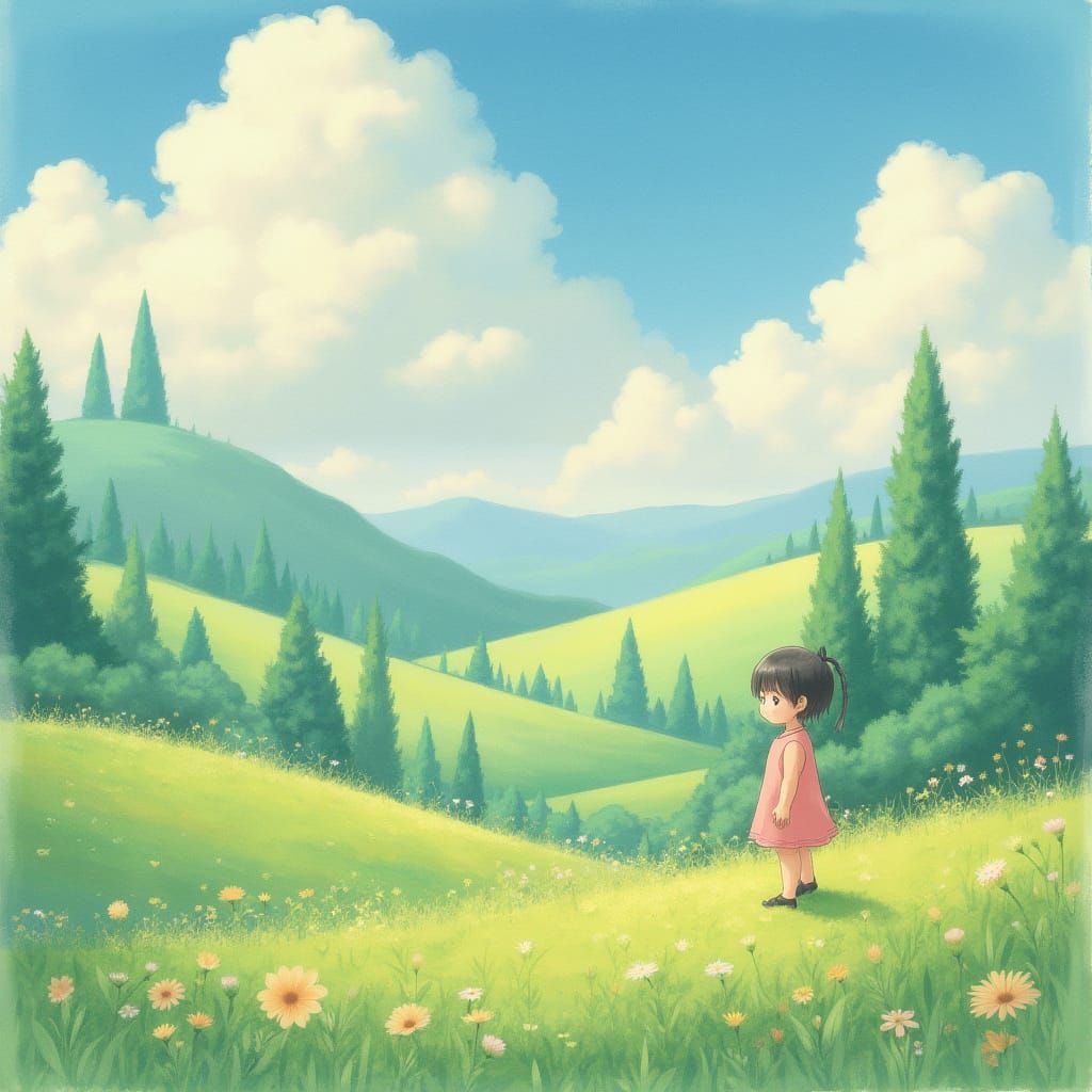 Whimsical Studio Ghibli Fantasy Portrait in Pastel Colors