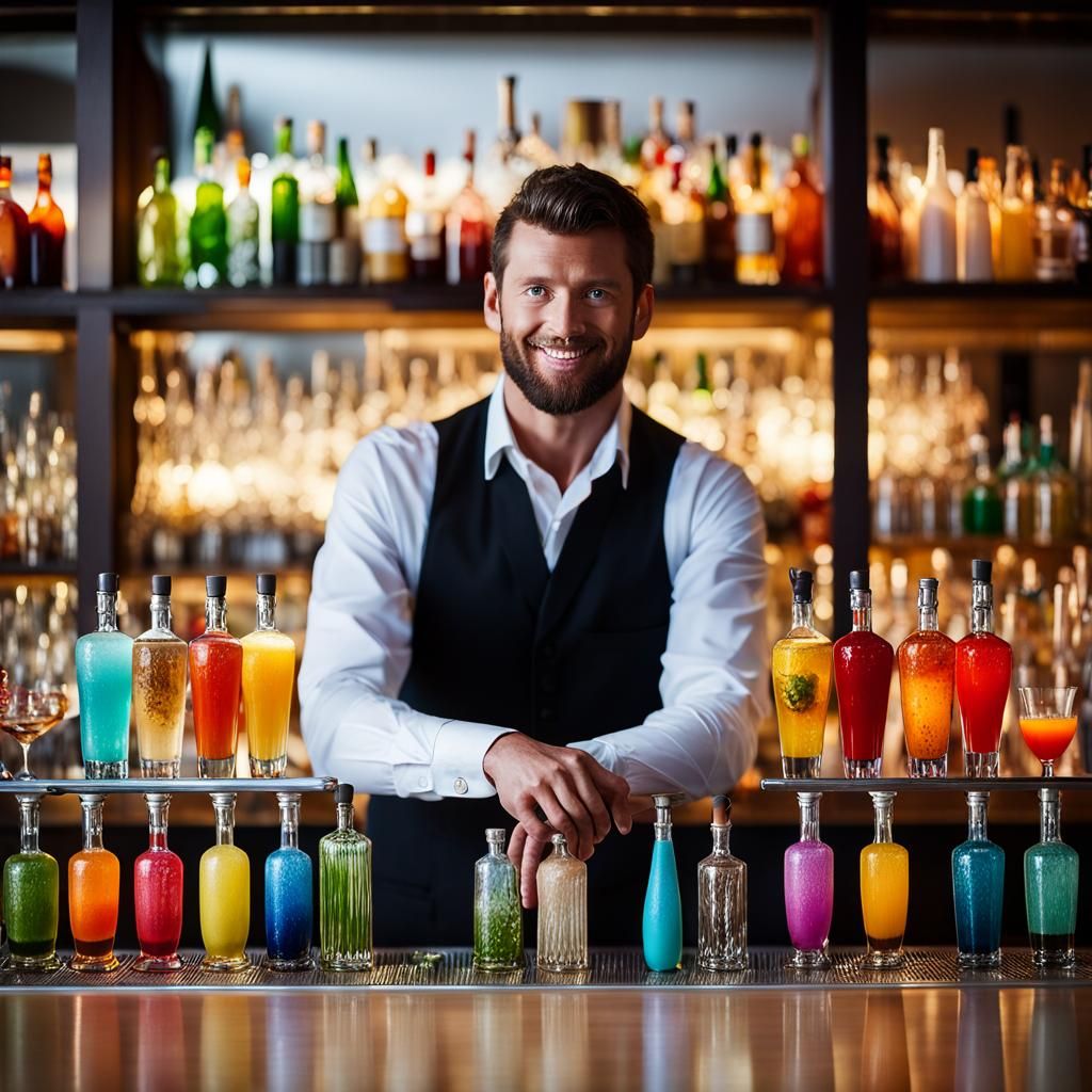 Bartender Serving Cocktails: Professional Photography
