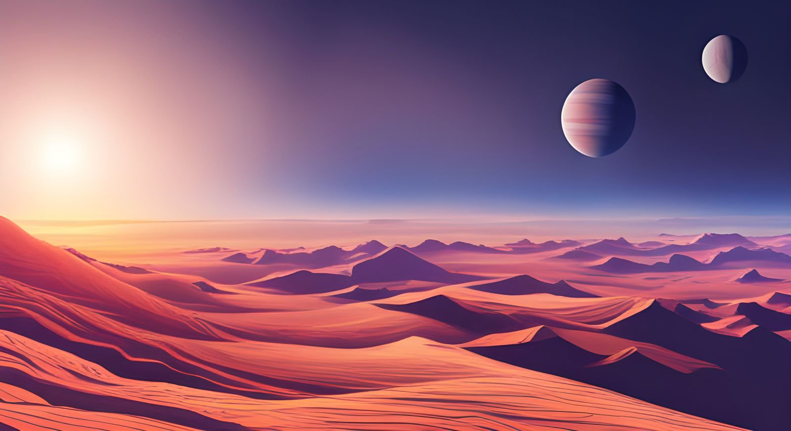 Moebius Style Planet Surface Panorama