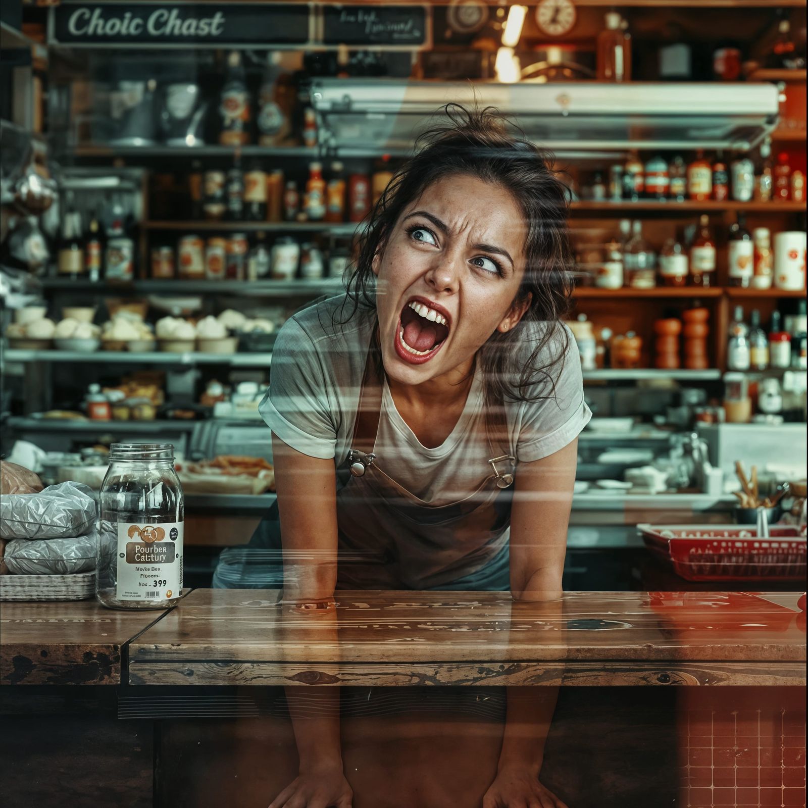 Dramatic Double Exposure of a Woman's Face